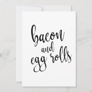 Carte Bacon et rouleaux d'oeufs Signal de calligraphie a