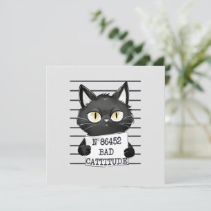 Carte Bad Cattitude - Mugshot de chat noir