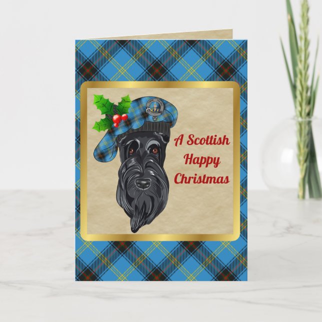 Carte Badge Bell & Tartan - Noël personnalisé (Devant)