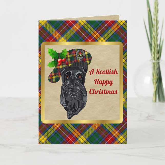 Carte Badge Buchanan & Tartan - Noël personnalisé (Devant)