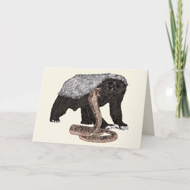 Carte Badger de miel contre Illustration de serpent Bada (Devant)