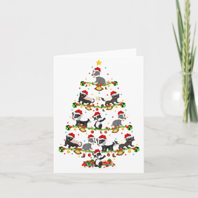 Carte Badger Lights Xmas Santa Badger Christmas Tree  (Devant)