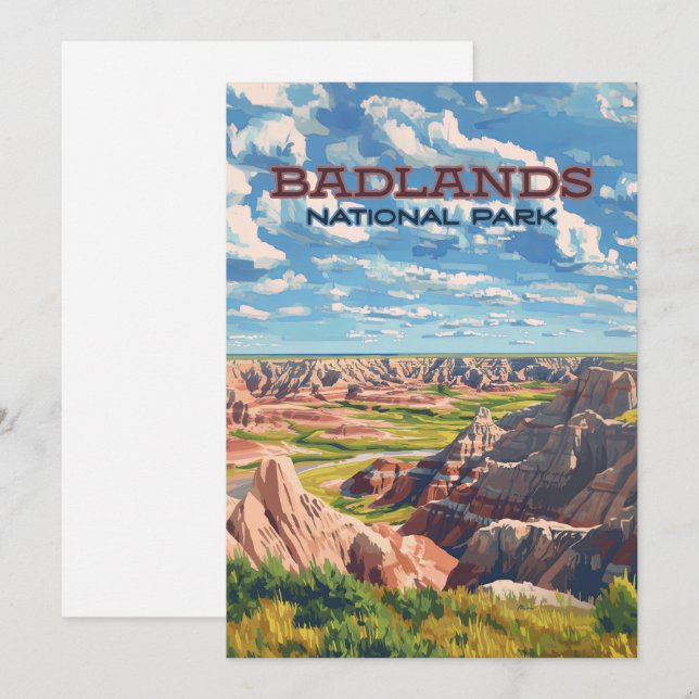 Carte Badlands National Park South Dakota Landcape (Devant / Derrière)
