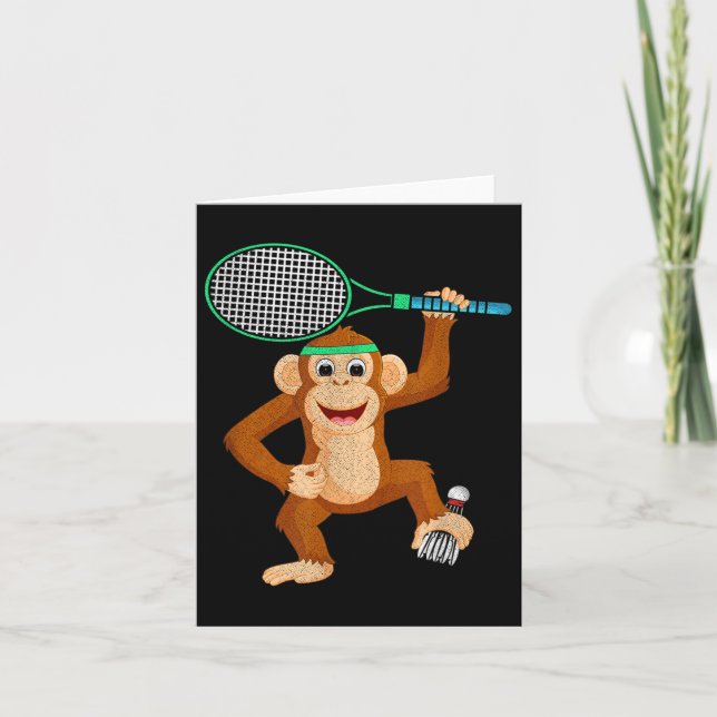 Carte Badminton Chimpanzé Animal Sport Humour Chemise Ca (Devant)