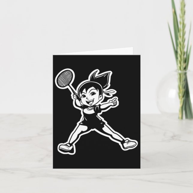 Carte Badminton Girl Comic Shutter Player (Devant)