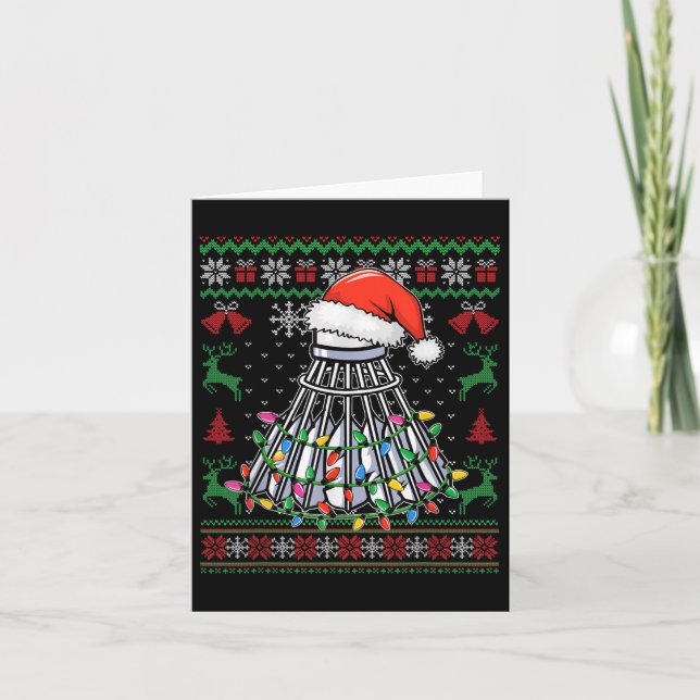 Carte Badminton Lover Christmas Shuttle Santa Hat Funny (Devant)