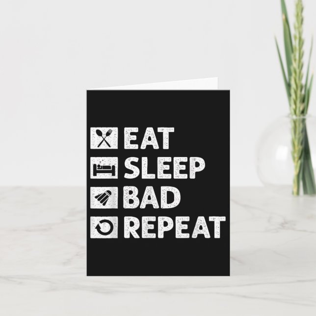 Carte Badminton Mange Sleep Répéter Funny Shuttle Meme (Devant)