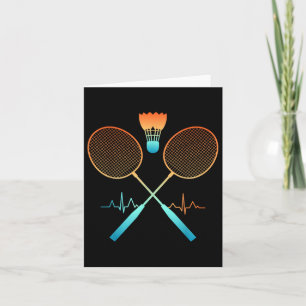 Carte Badminton Rétro Avec Navette Heartbeat Ecg