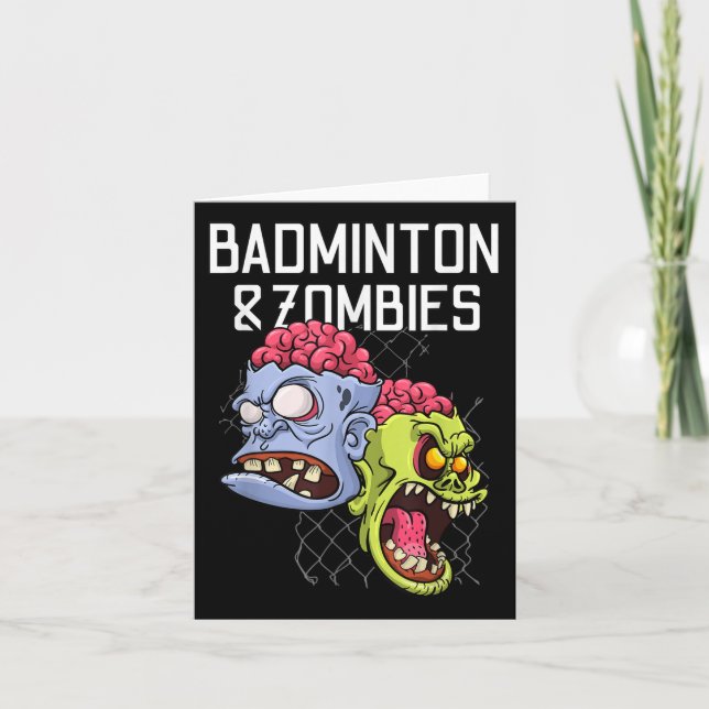 Carte Badminton Zombies Funny Sports Game Racket Shutett (Devant)