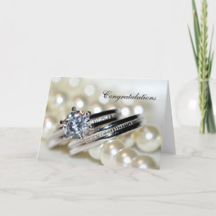 Carte Bagues et perles blanches Mariage Félicitations