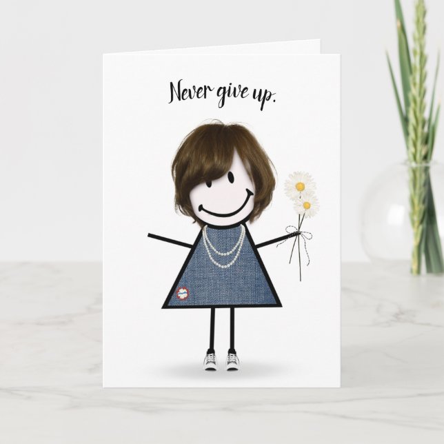 Carte Baguette mignonne fille en robe Denim (Devant)
