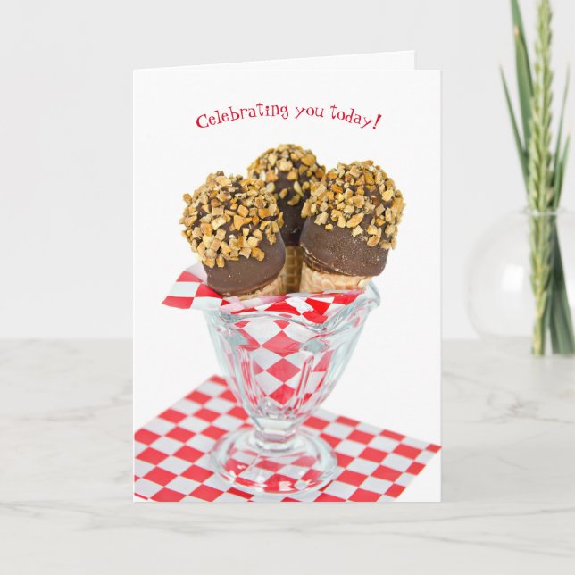 Carte Baguettes de crème glacée d'anniversaire en verre (Devant)