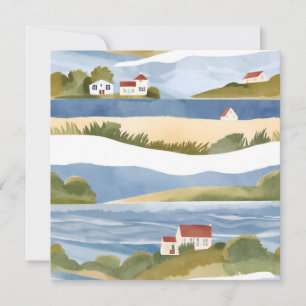 Carte Baie de Cape Cod Aquarelle de rivage océanique c