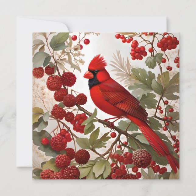 Carte Baies rouges d'oiseaux du Cardinal Nord (Devant)