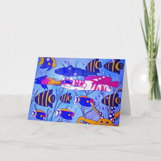 Carte Baignade en chat avec poisson