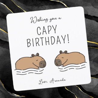 Carte Baignade mignonne Capybaras Capy Anniversaire