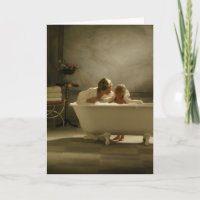 Baignoire à l'ancienne avec mère et fille