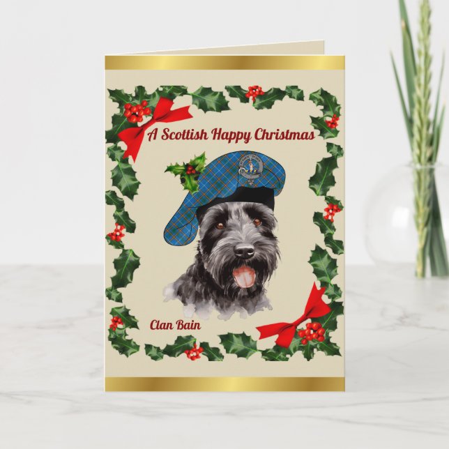 Carte Bain Scottie Dog Noël personnalisé (Devant)