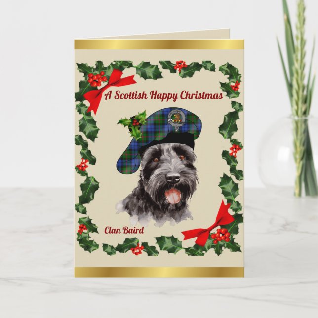 Carte Baird Scottie Dog Noël personnalisé (Devant)