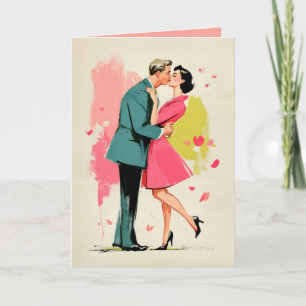 Carte Baiser de couple rétro romantique