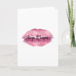 Carte Baiser de lèvres roses personnalisé