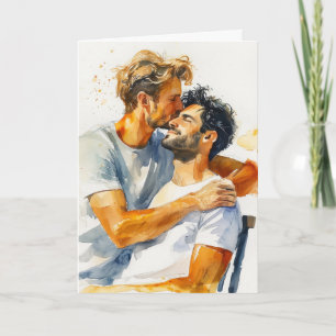 Carte Baiser de plage à l'aquarelle Embrassade