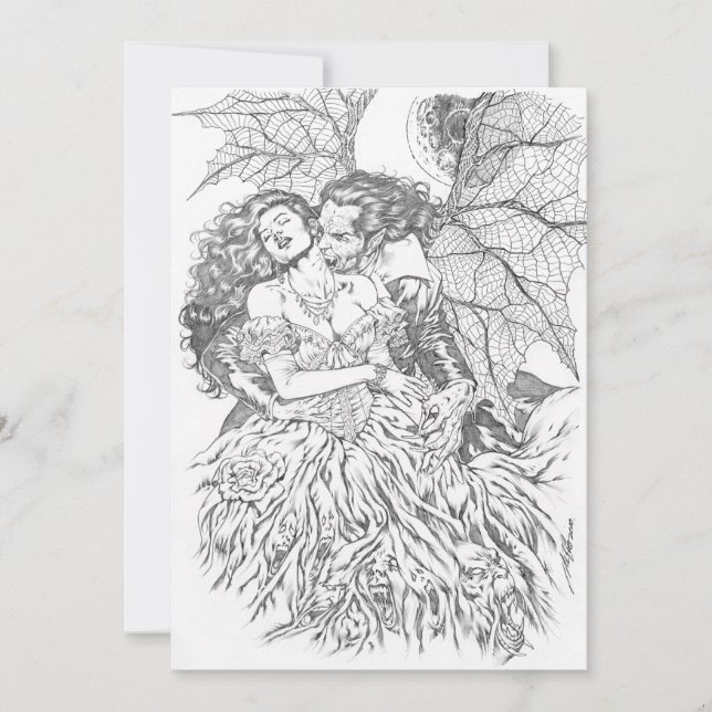Carte Baiser de Vampire par Al Rio - Vampire et Art fémi (Devant)