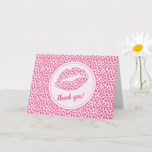 Carte Baiser léopard rose - Merci (Petite plante)