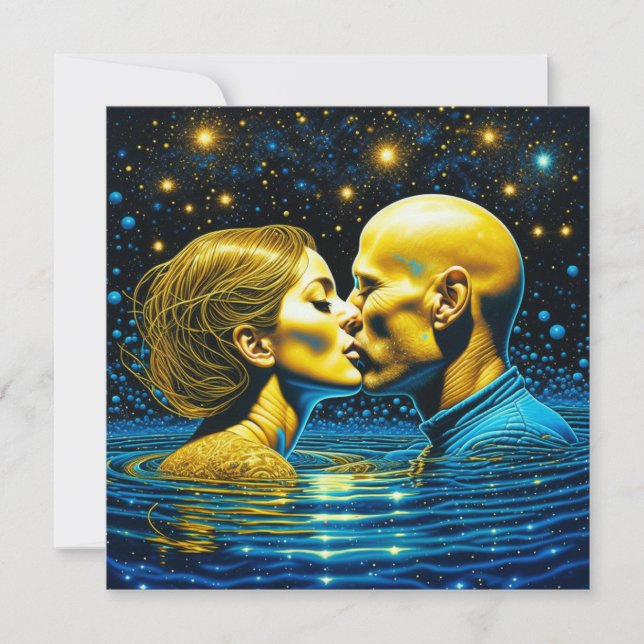 Carte Baiser romantique sous les étoiles Art mystique (Devant)