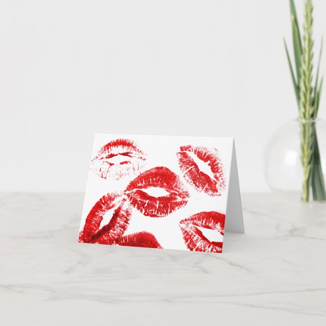 Carte Baisers de Rouge à Lèvres Empreinte de Baiser d'Am (Devant)