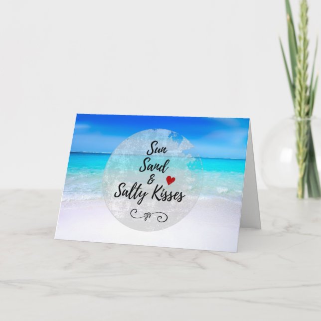 Carte Baisers de sable et de sel Plage tropicale Anniver (Devant)