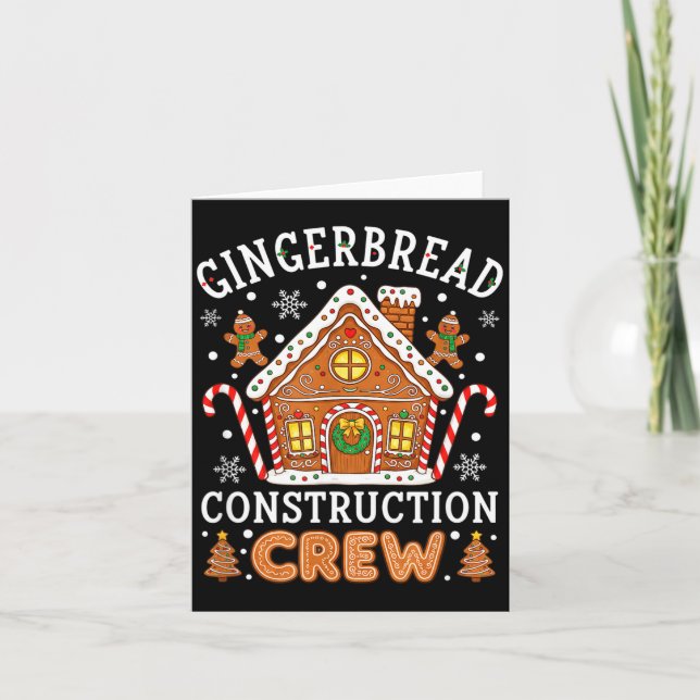 Carte Baking Gingerbread House Construction Crew Christm (Devant)