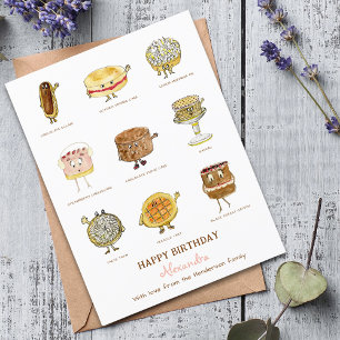 Carte Baking Joyeux anniversaire mignon gâteaux rose