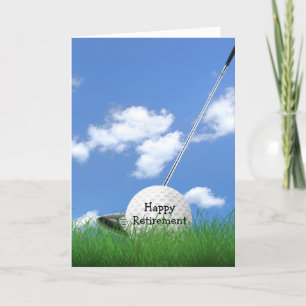 Carte Bal de golf de retraite en herbe