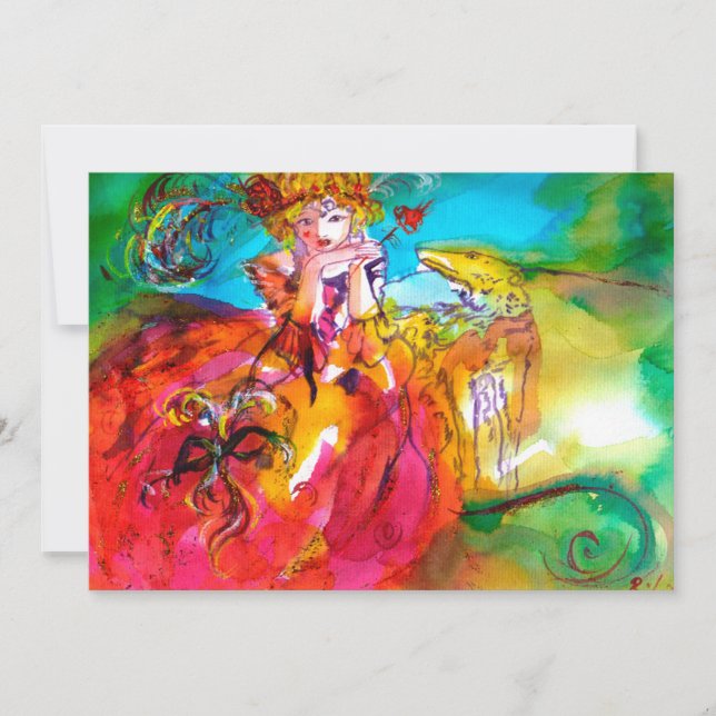 Carte BAL MASQUÉ DE MIRANDOLINA jaune marron rouge vert (Devant)