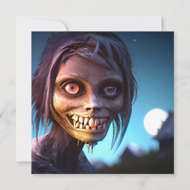 Carte Balade effrayante Zombie Halloween (Devant)