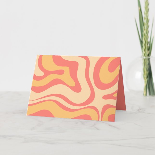 Carte Balayage liquide rétro Abstrait Motif rose jaune (Devant)