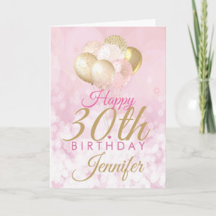 Carte Balcon Parties scintillant rose 30e anniversaire