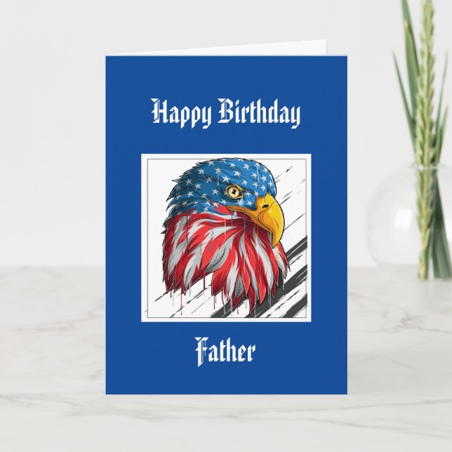 Carte Bald Eagle Anniversaire Père spécial Voiture milit (Devant)