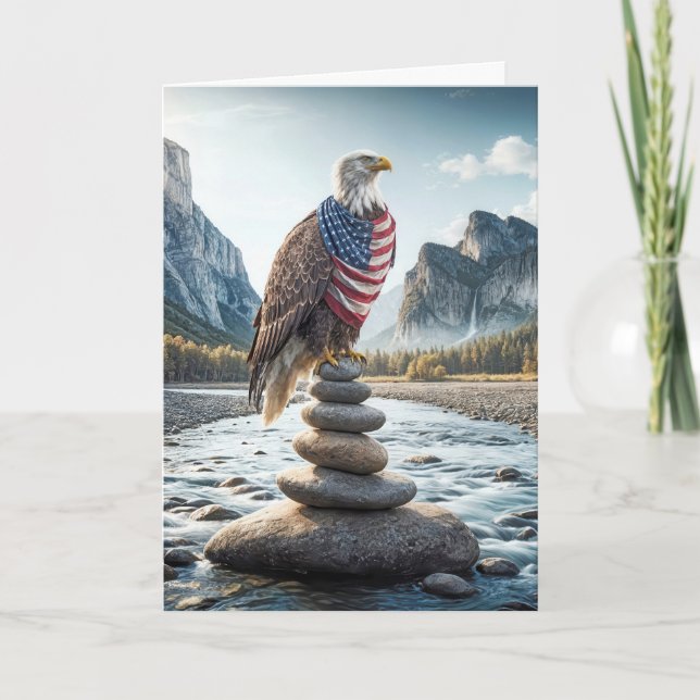 Carte Bald Eagle Au Caire Avec Drapeau Américain (Devant)