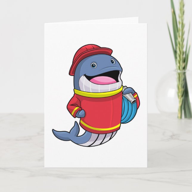 Carte Baleine comme pompier avec tuyau (Devant)