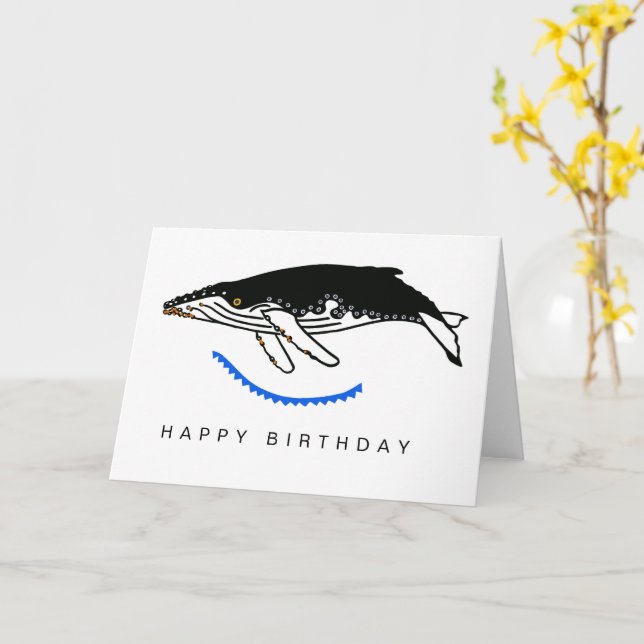 Carte BALEINE cool à bosse -Graphique animal en voie de  (Fleur jaune)