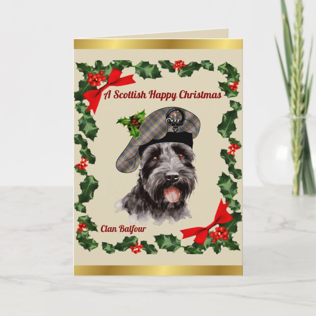 Carte Balfour Scottie Dog Noël personnalisé (Devant)