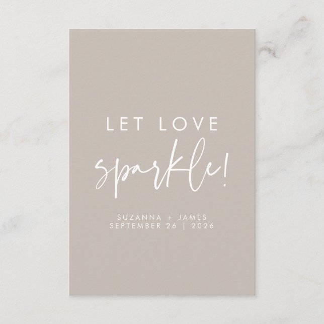 Carte Balise de Mariage Sparkler Love Sparkle Taupe (Devant)
