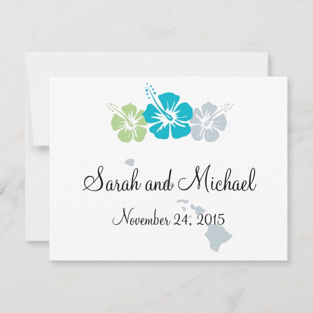 Carte Balise Fleur Faveur Hawaii et Hibiscus (Devant)
