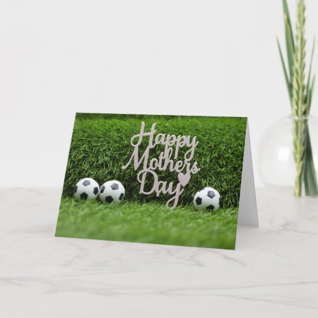 Carte Balle de football avec Joyeuse Fête des Mères et C (Devant)