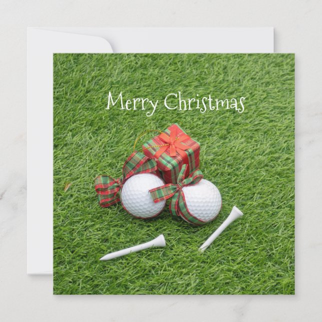 Carte Balle de golf avec tee et cadeau pour golfeur Noël (Devant)