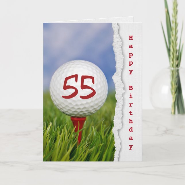 Carte balle de golf en tee pour 55e anniversaire (Devant)