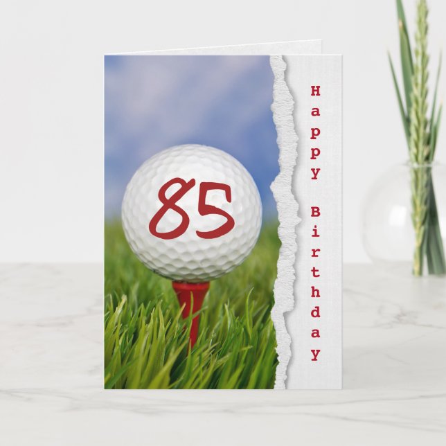 Carte balle de golf en tee pour 85e anniversaire (Devant)