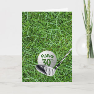 Carte Balle de golf sur l'herbe pour 30 ans